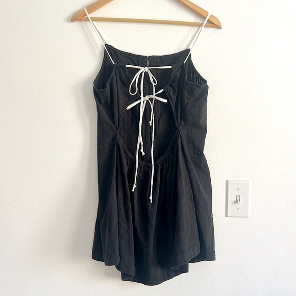 Free People Tate Tunic Black Mini Dress Open Back Lace Up NWOT - Picture 9 of 15